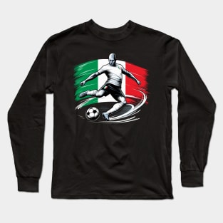 Dynamic Italy Soccer Star in Action - Vector Design Long Sleeve T-Shirt